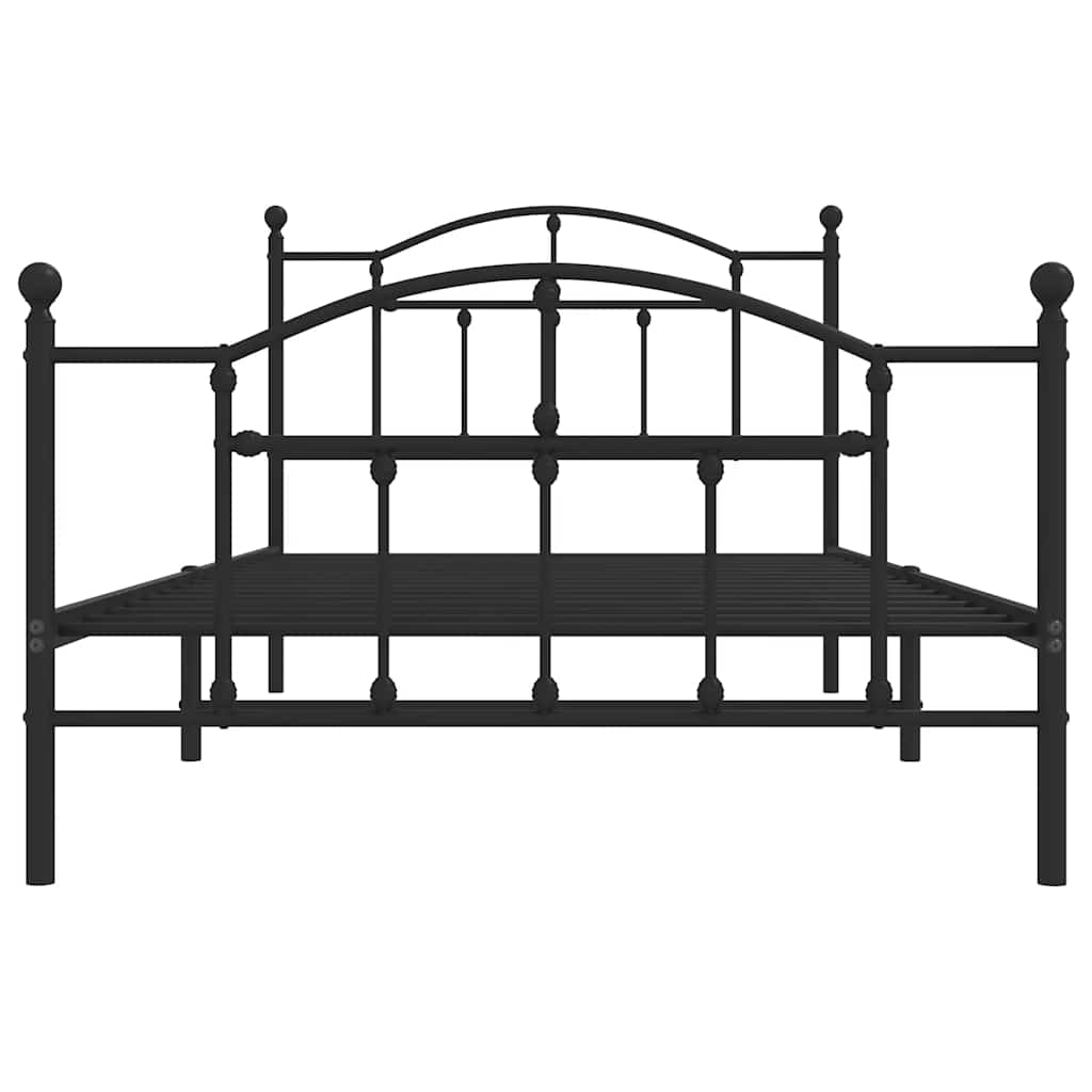 Metal Bed Frame without Mattress with Footboard Black 100x200cm