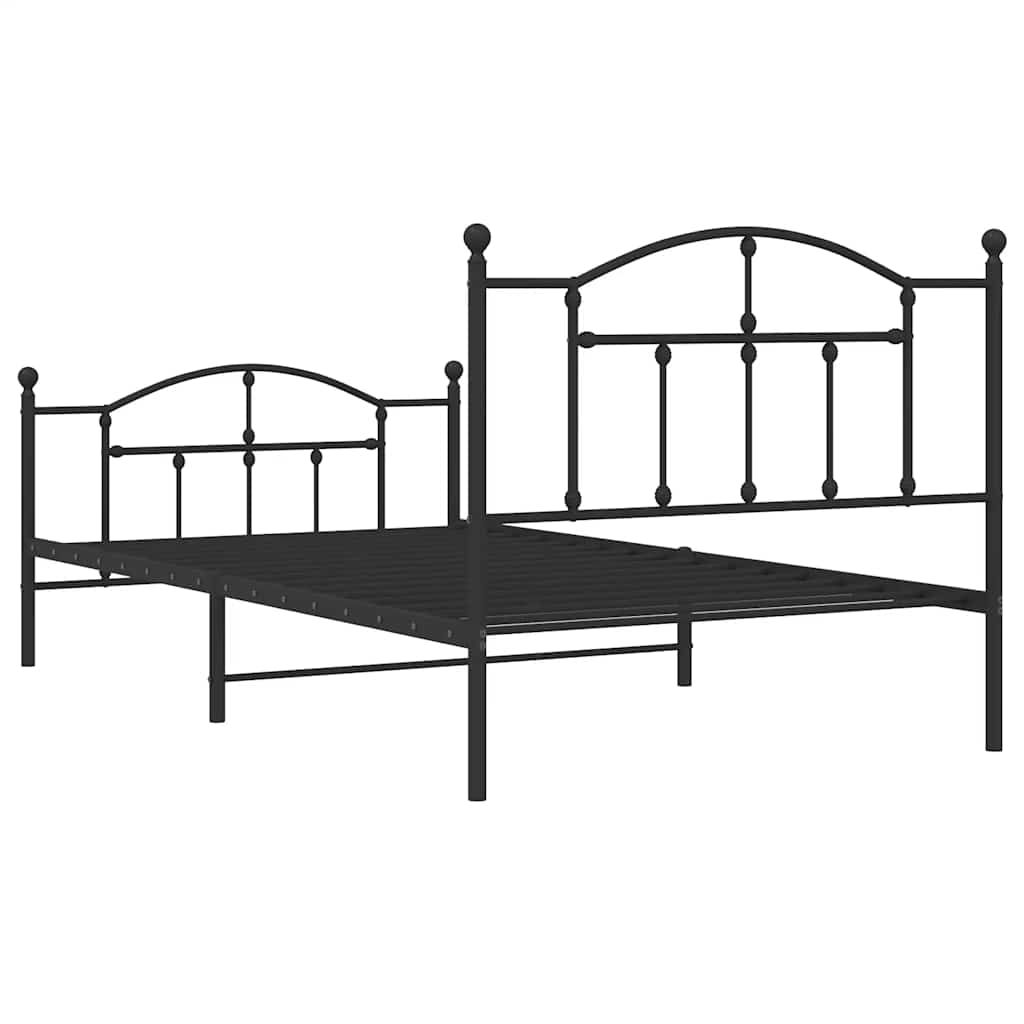 Metal Bed Frame without Mattress with Footboard Black 100x200cm