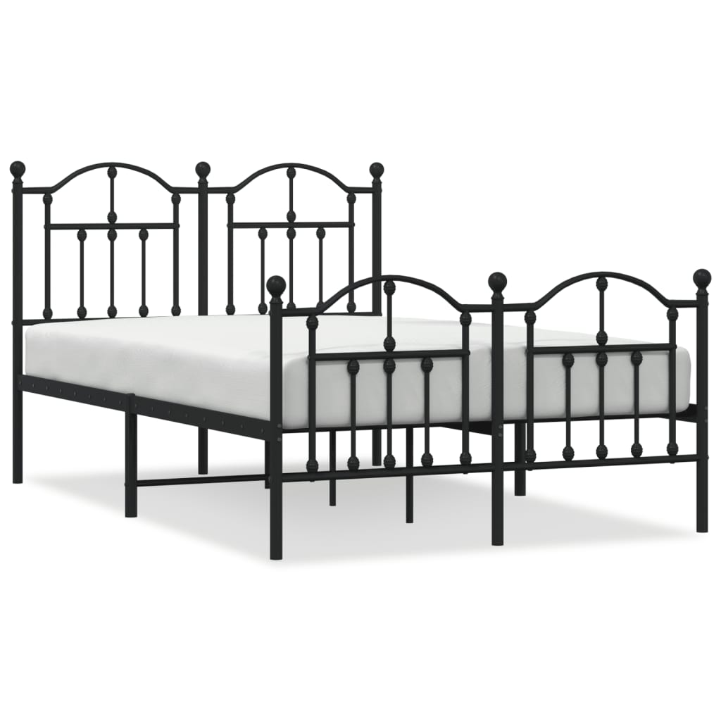 Metal Bed Frame without Mattress with Footboard Black 120x190cm