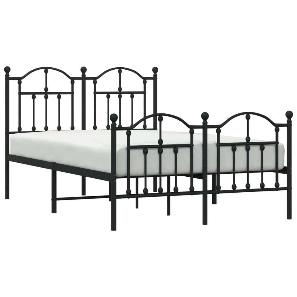 Metal Bed Frame without Mattress with Footboard Black 120x190cm