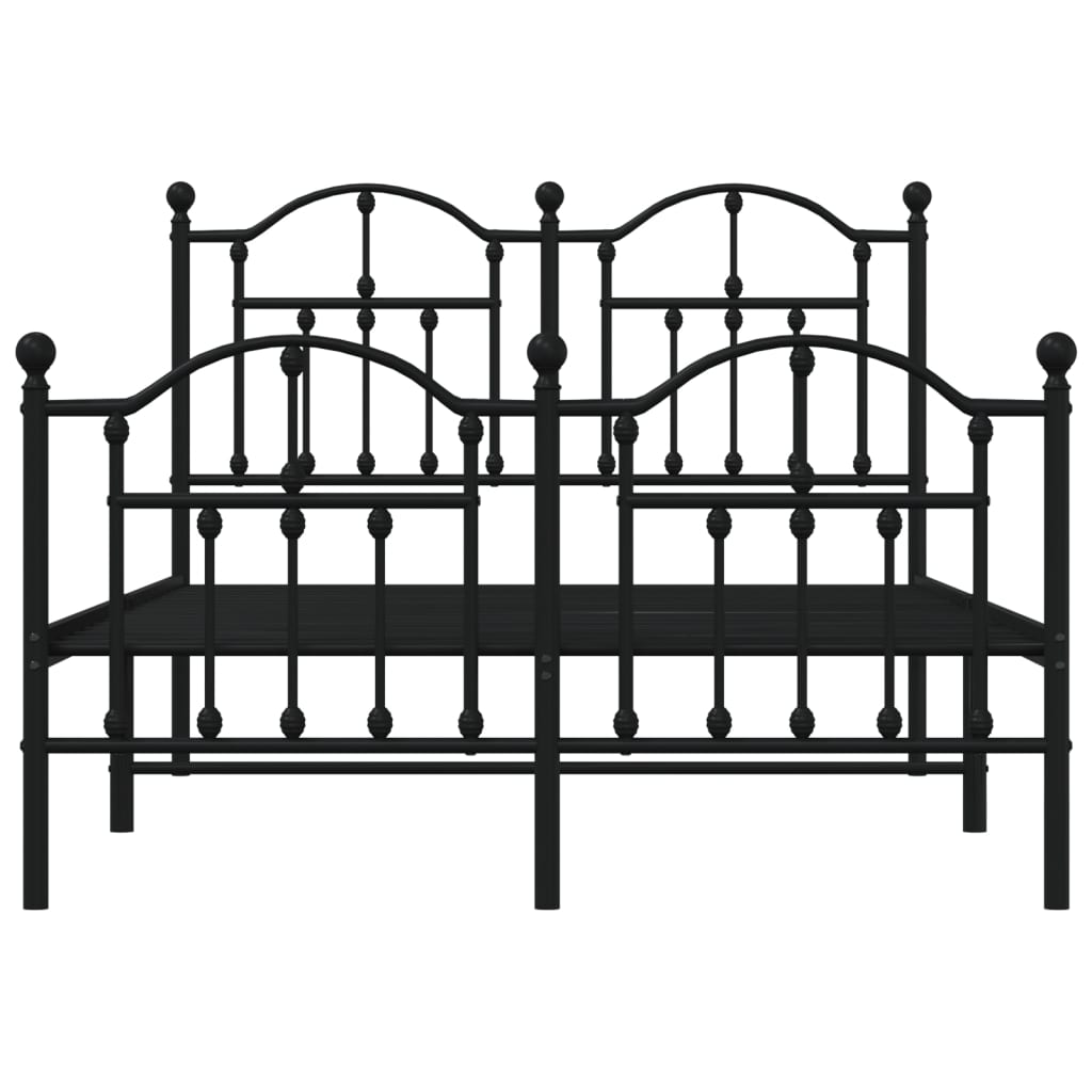 Metal Bed Frame without Mattress with Footboard Black 120x190cm