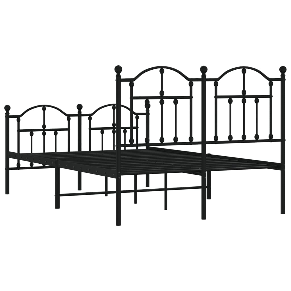 Metal Bed Frame without Mattress with Footboard Black 120x190cm