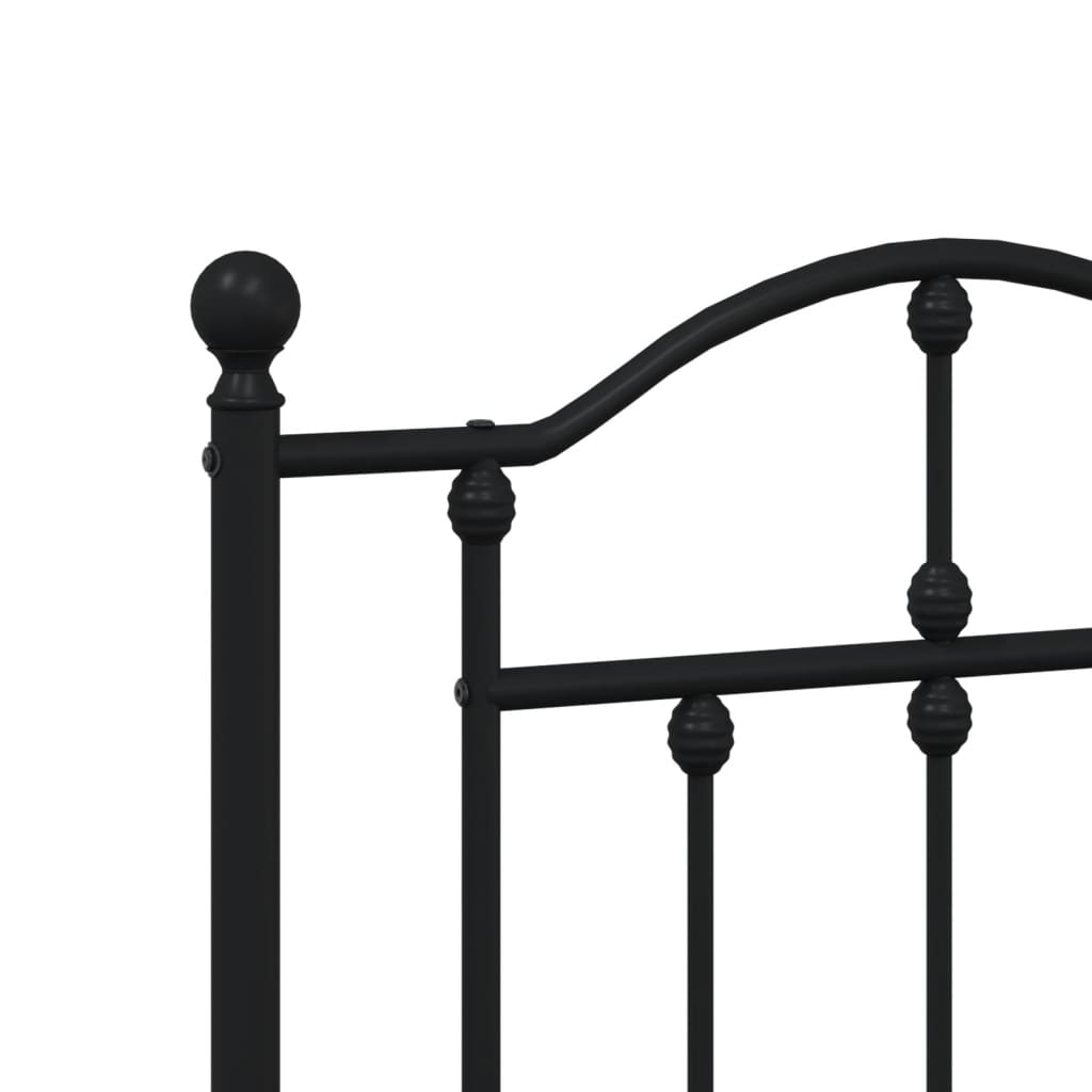 Metal Bed Frame without Mattress with Footboard Black 120x190cm