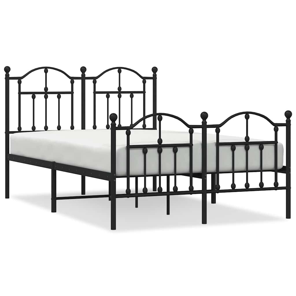 Metal Bed Frame without Mattress with Footboard Black 120x200cm
