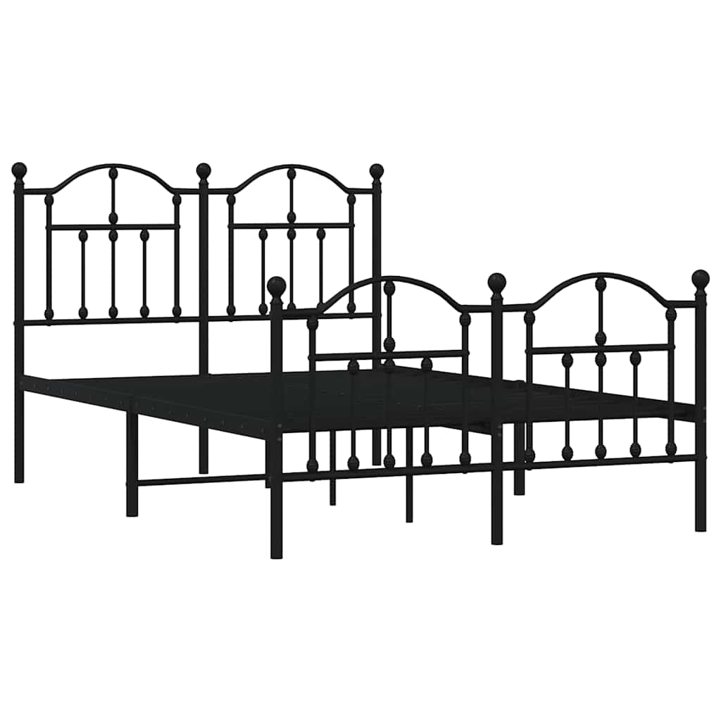 Metal Bed Frame without Mattress with Footboard Black 120x200cm