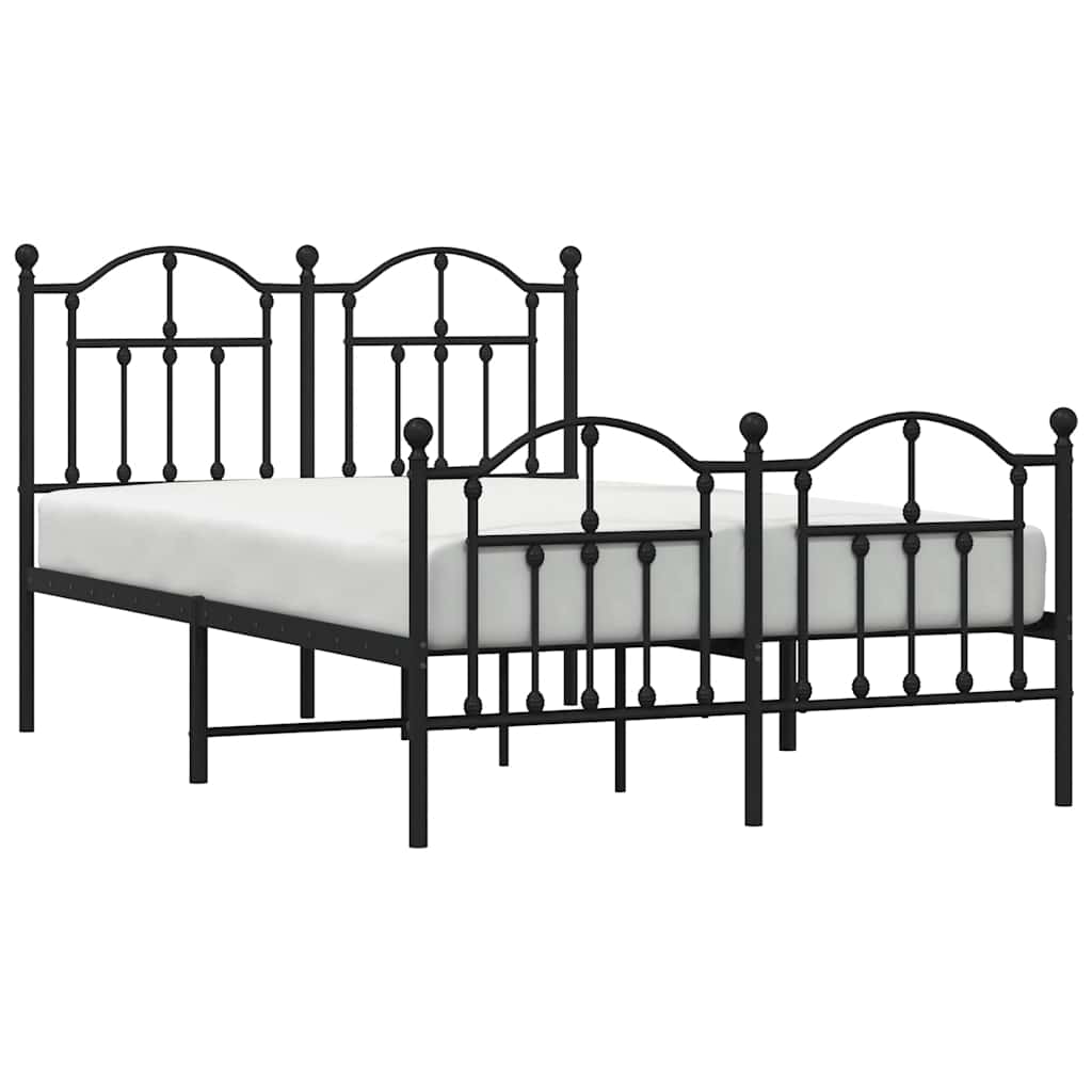 Metal Bed Frame without Mattress with Footboard Black 120x200cm