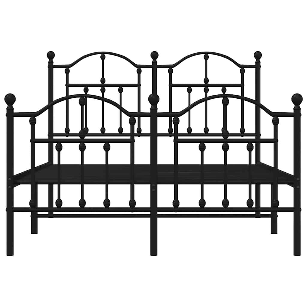 Metal Bed Frame without Mattress with Footboard Black 120x200cm
