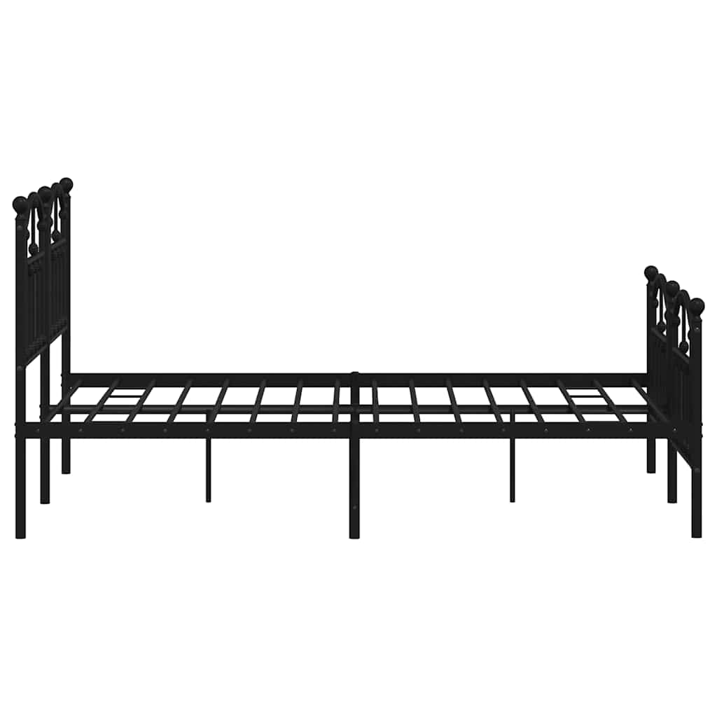 Metal Bed Frame without Mattress with Footboard Black 120x200cm