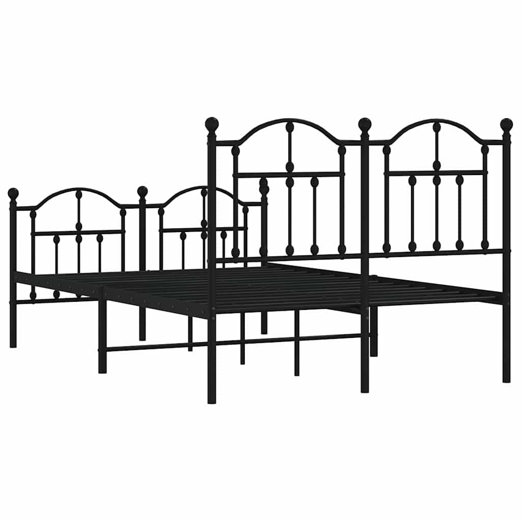 Metal Bed Frame without Mattress with Footboard Black 120x200cm