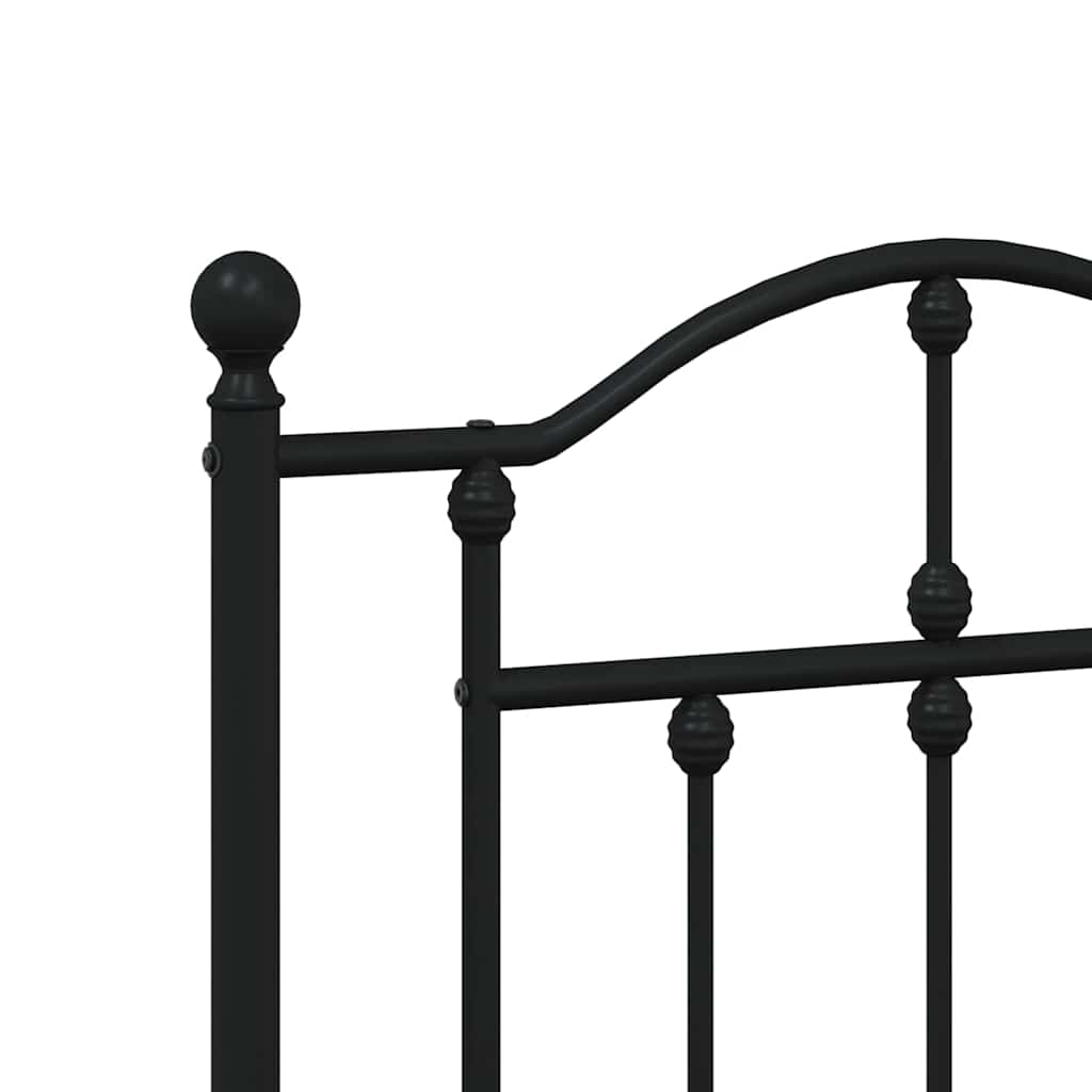 Metal Bed Frame without Mattress with Footboard Black 120x200cm