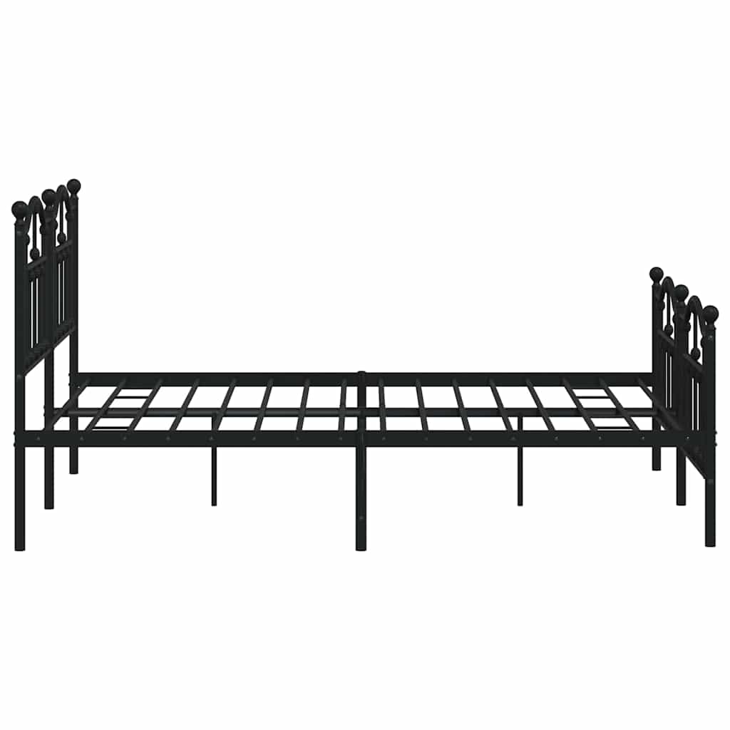 Metal Bed Frame without Mattress with Footboard Black 135x190cm