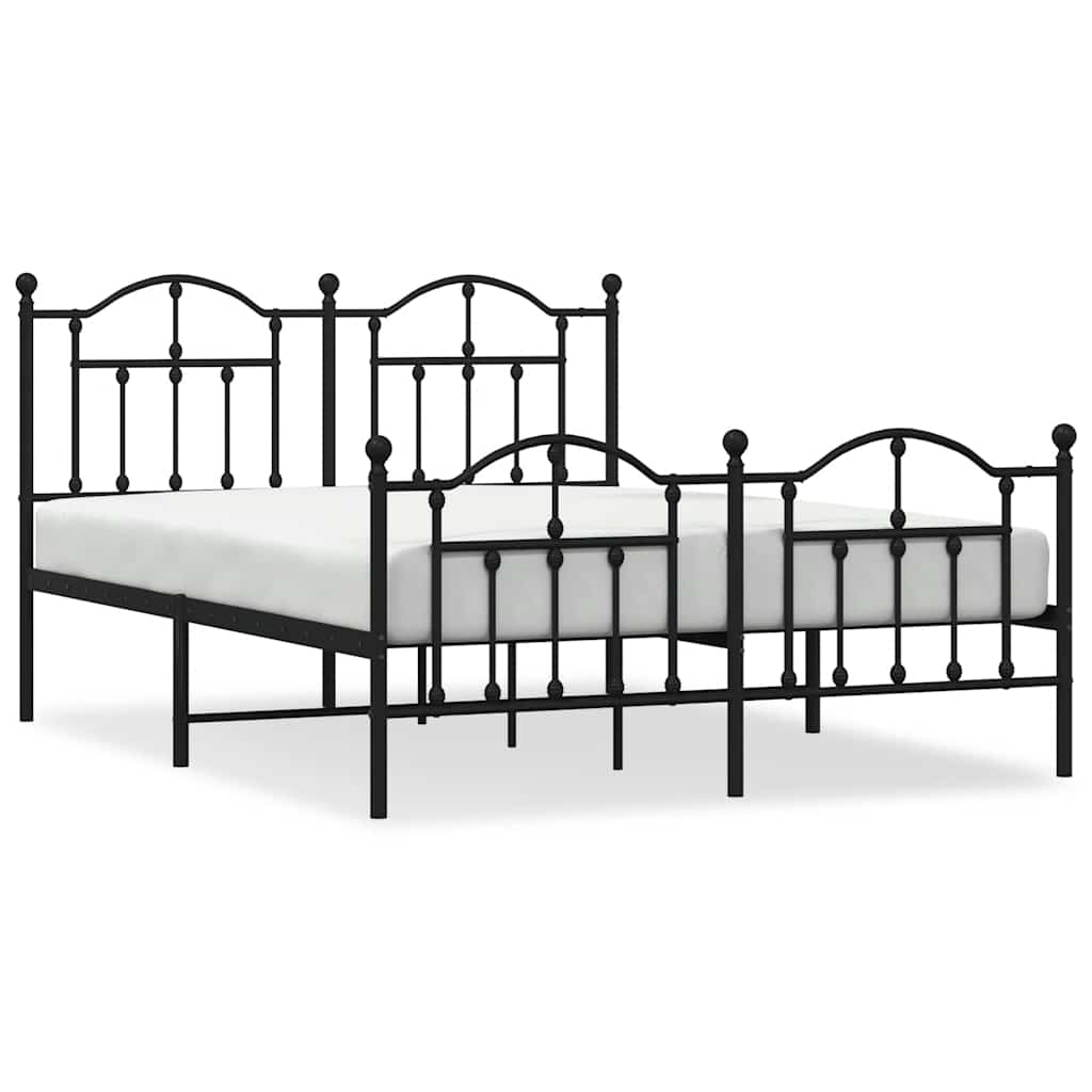 Metal Bed Frame without Mattress with Footboard Black 140x200cm