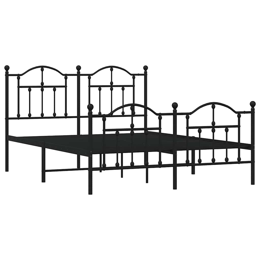 Metal Bed Frame without Mattress with Footboard Black 140x200cm