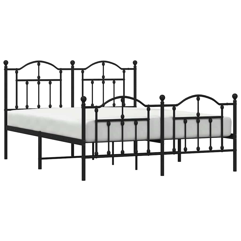Metal Bed Frame without Mattress with Footboard Black 140x200cm