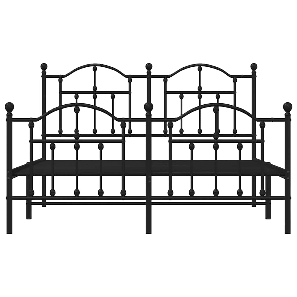 Metal Bed Frame without Mattress with Footboard Black 140x200cm