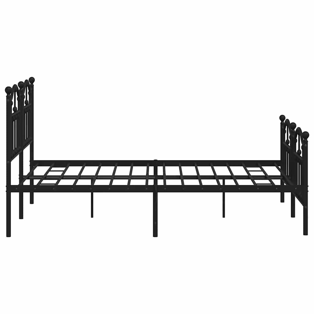 Metal Bed Frame without Mattress with Footboard Black 140x200cm