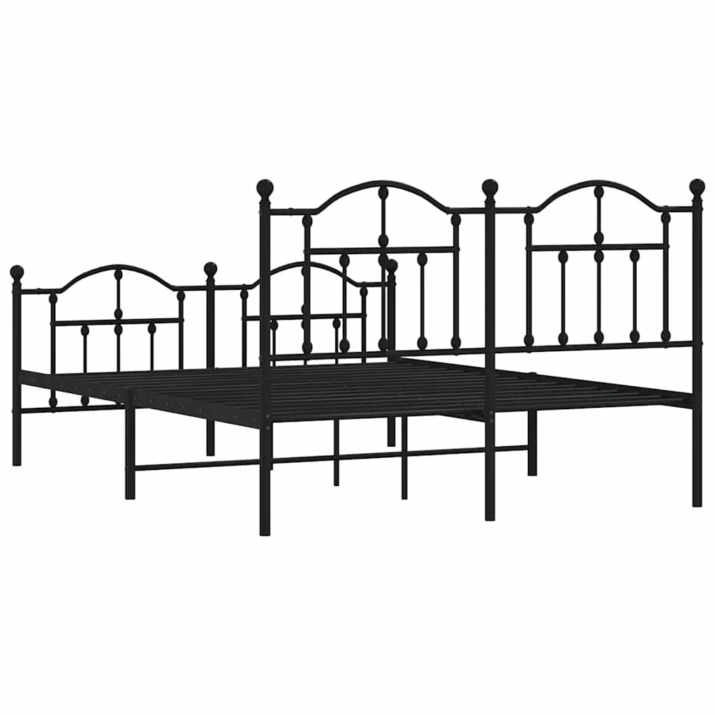 Metal Bed Frame without Mattress with Footboard Black 140x200cm