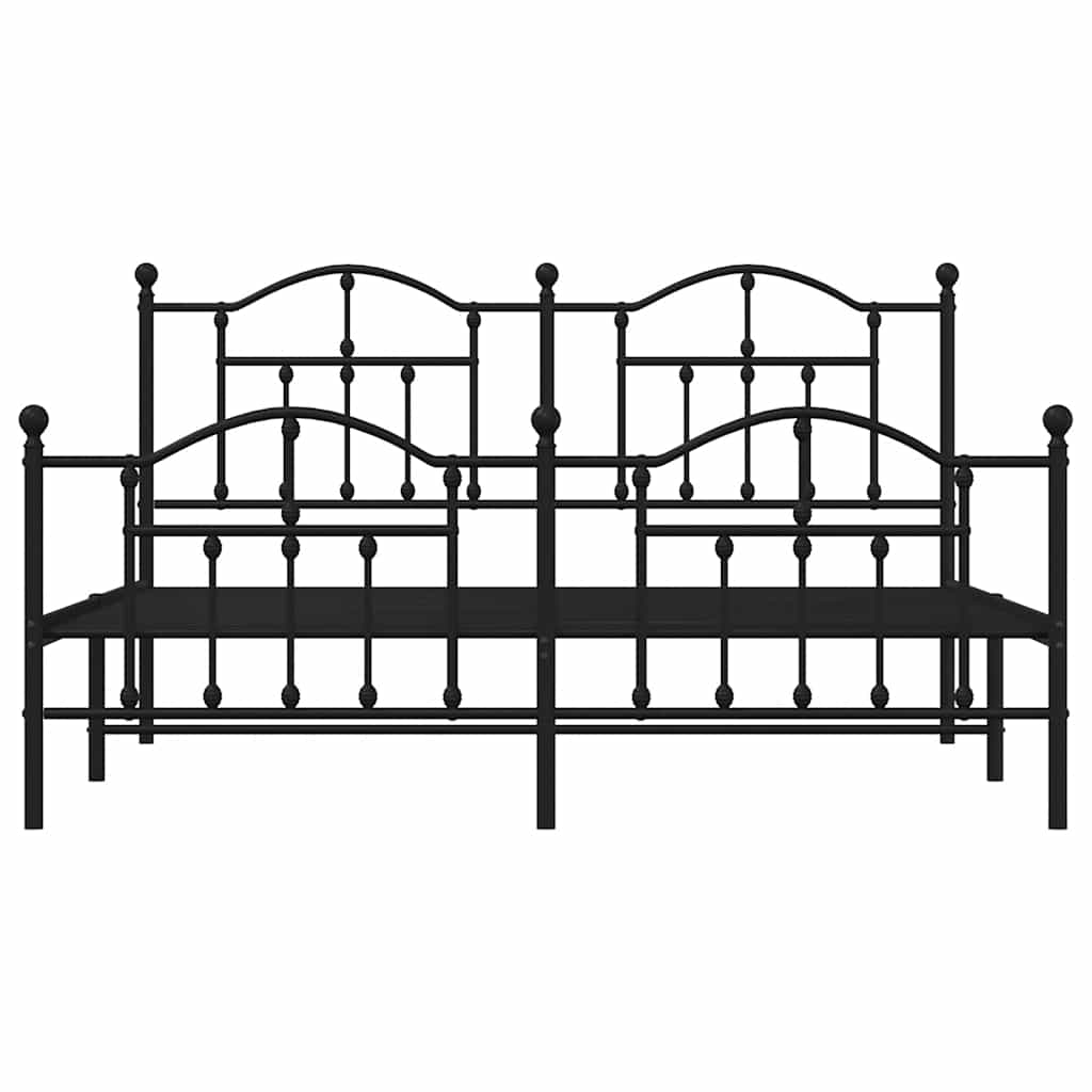 Metal Bed Frame without Mattress with Footboard Black 183x213cm