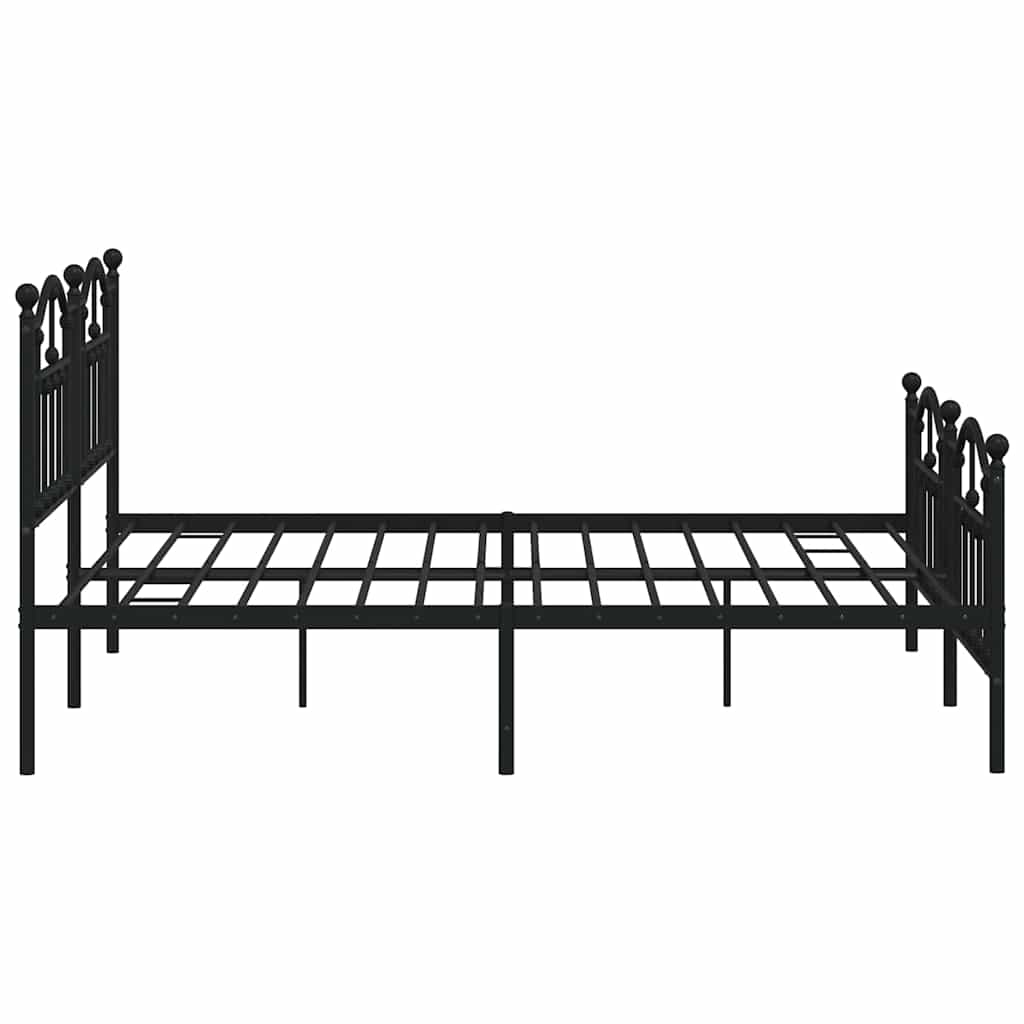 Metal Bed Frame without Mattress with Footboard Black 183x213cm