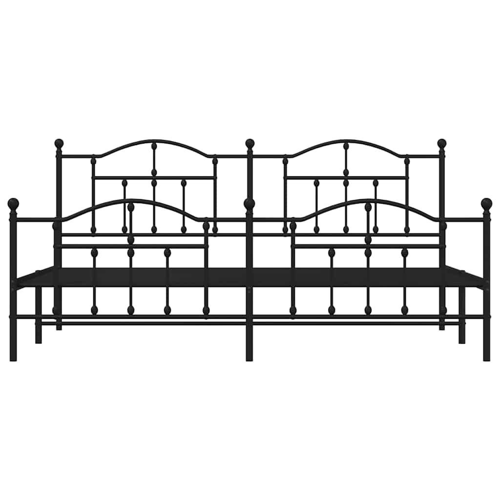 Metal Bed Frame without Mattress with Footboard Black 193x203cm
