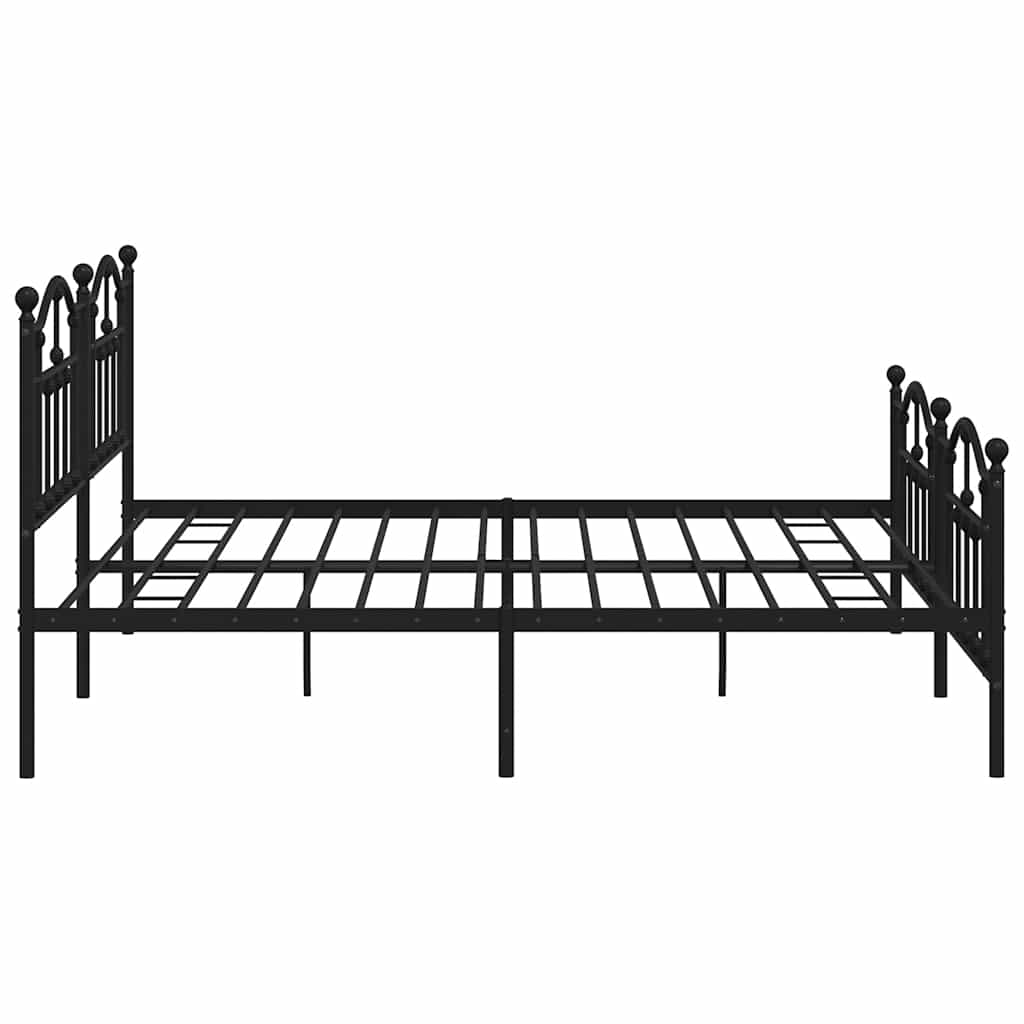 Metal Bed Frame without Mattress with Footboard Black 193x203cm