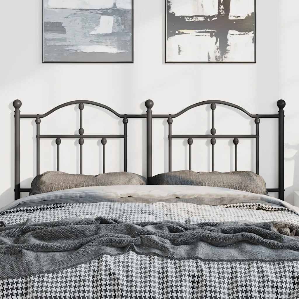 Metal Headboard Black 135 cm