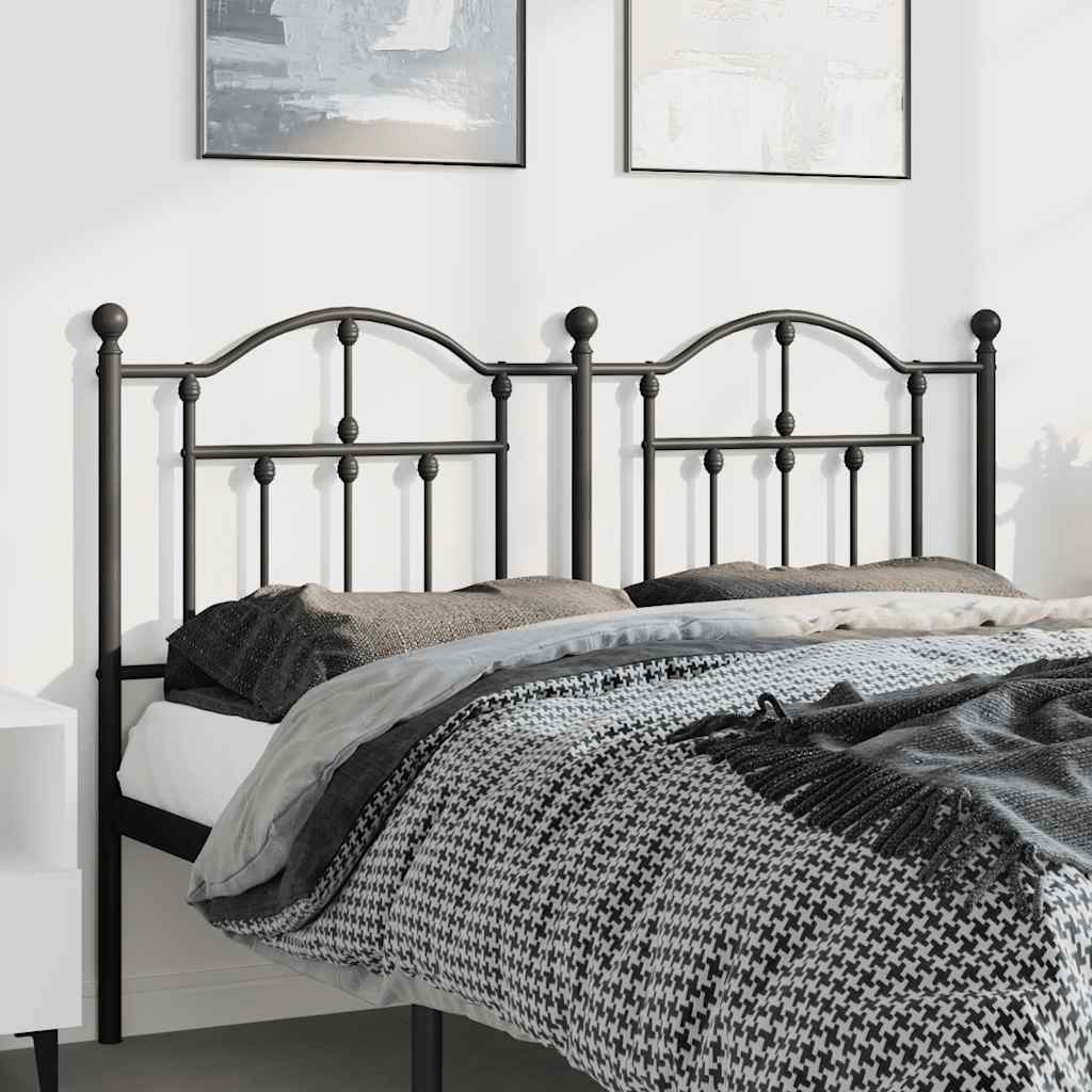 Metal Headboard Black 135 cm