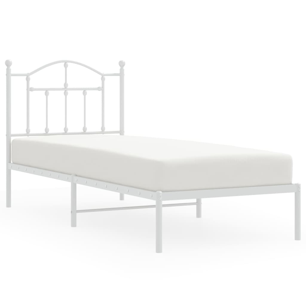 Metal Bed Frame without Mattress with Headboard White 80x200cm