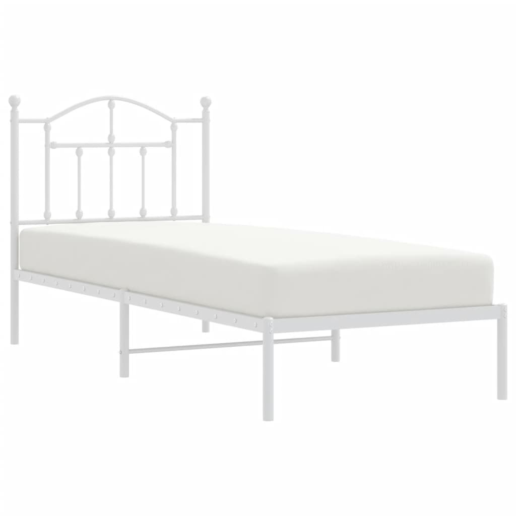 Metal Bed Frame without Mattress with Headboard White 80x200cm