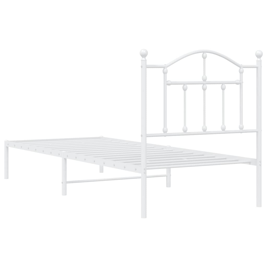Metal Bed Frame without Mattress with Headboard White 80x200cm