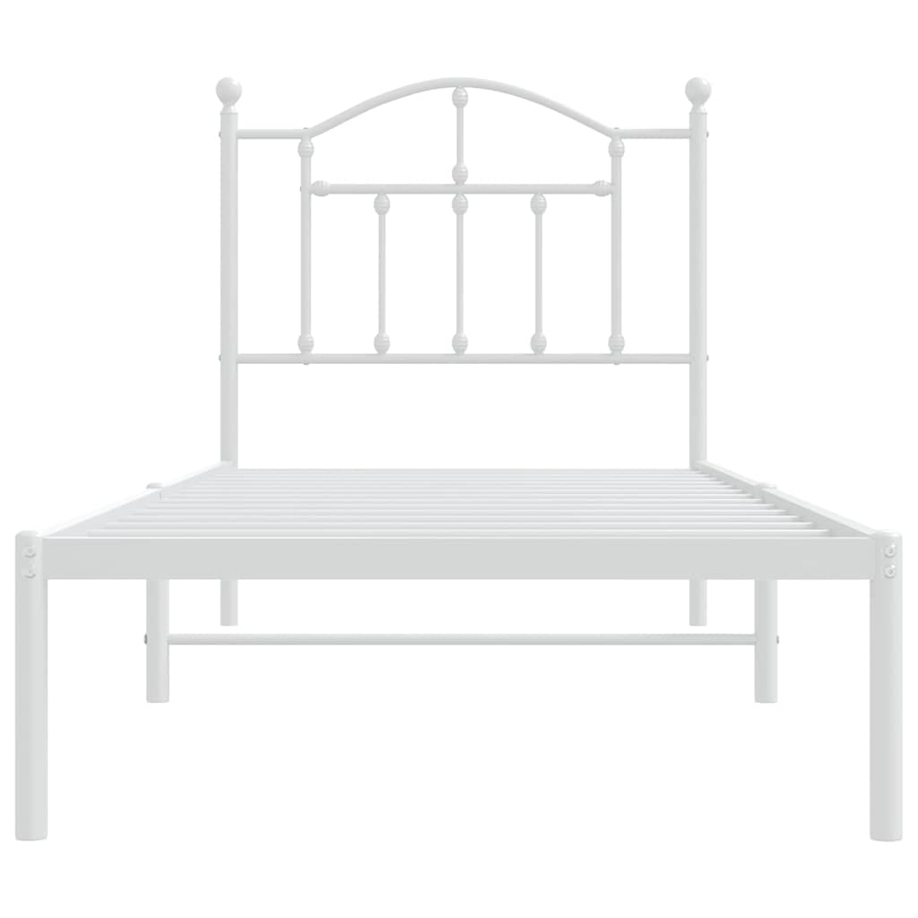 Metal Bed Frame without Mattress with Headboard White 90x190cm