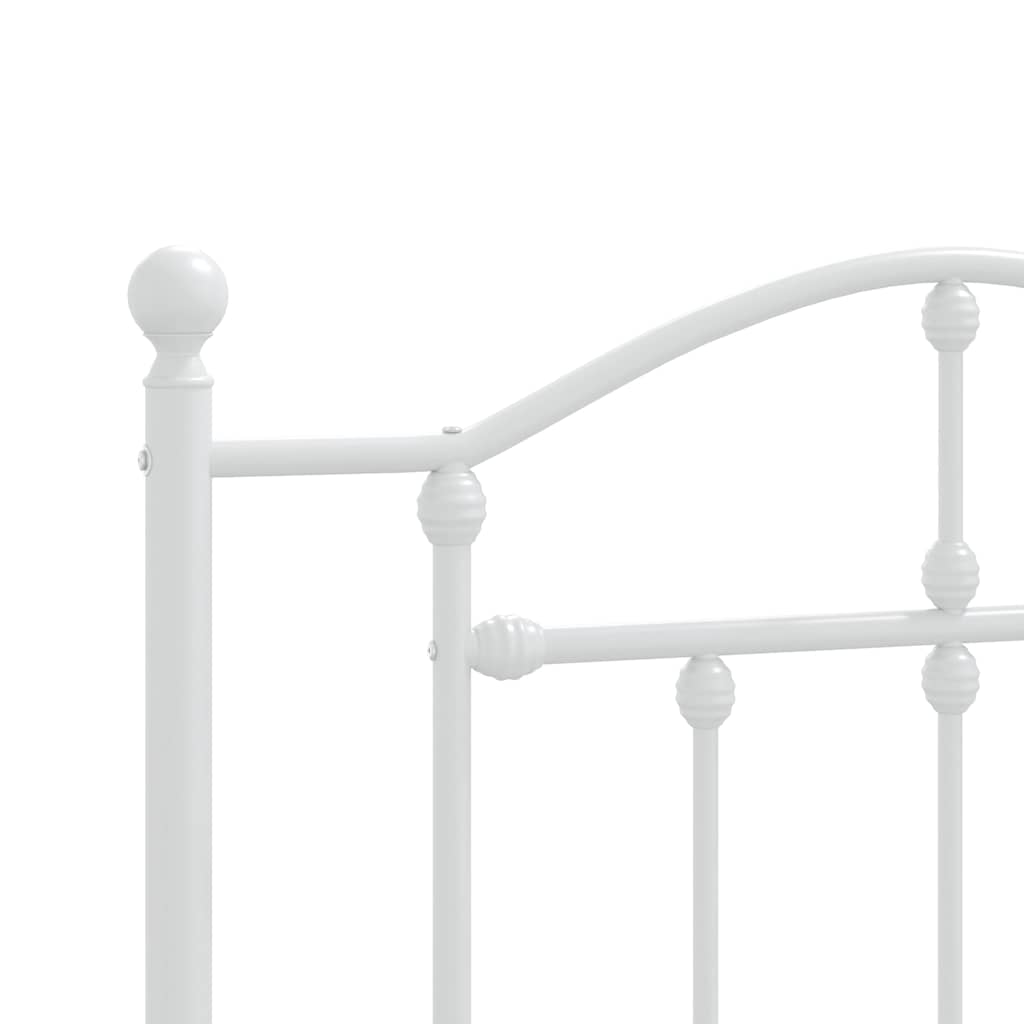 Metal Bed Frame without Mattress with Headboard White 90x190cm
