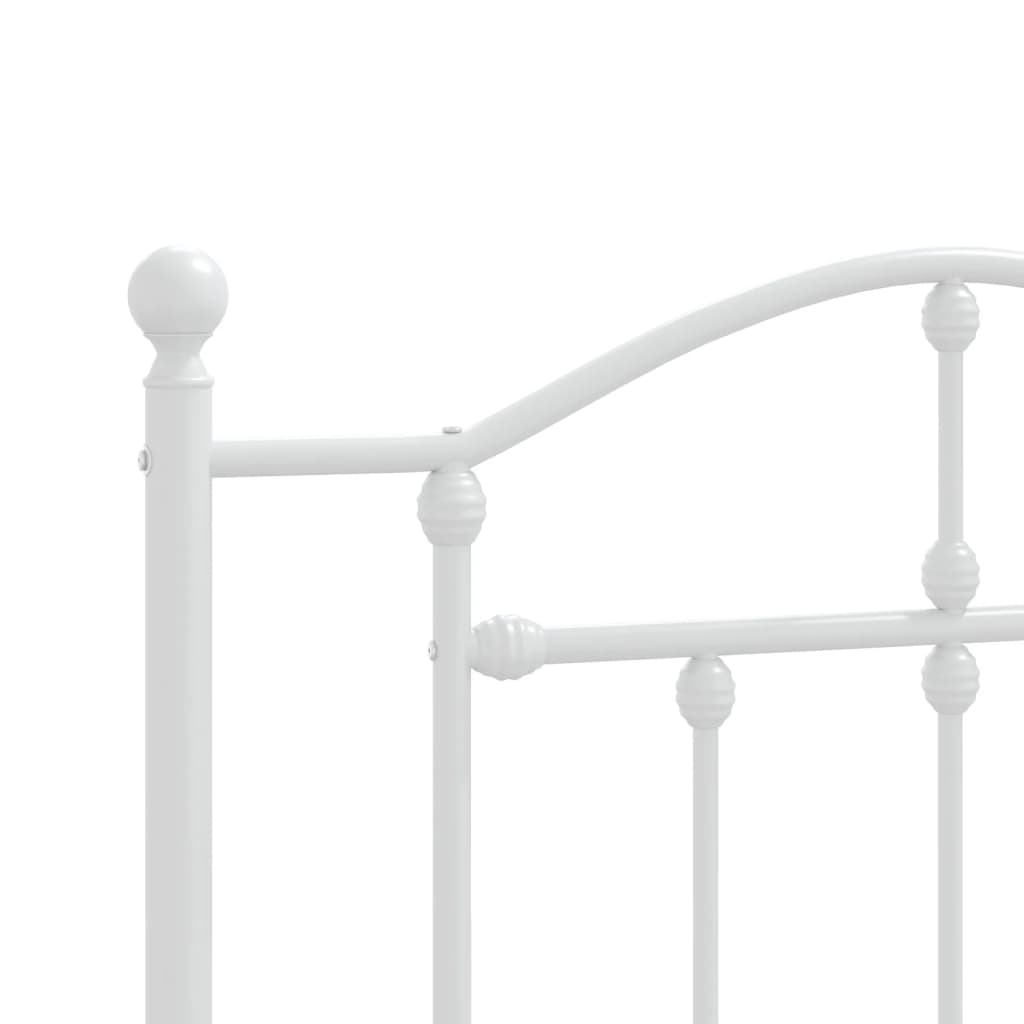 Metal Bed Frame without Mattress with Headboard White 90x200cm
