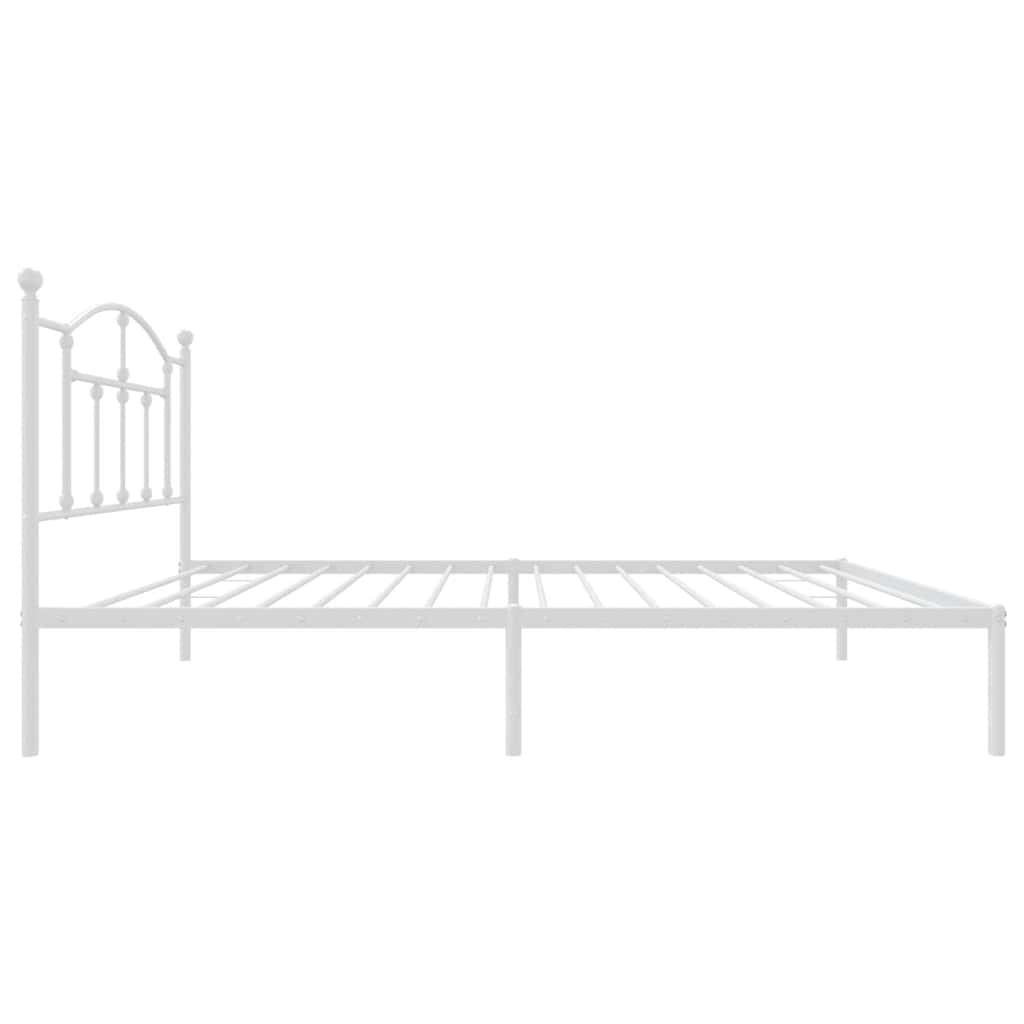 Metal Bed Frame without Mattress with Headboard White 100x190cm