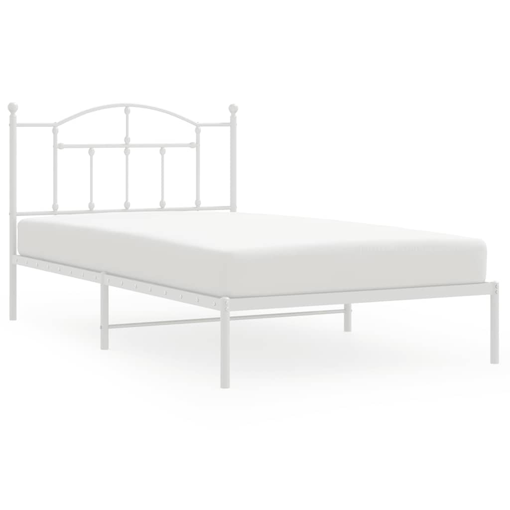 Metal Bed Frame without Mattress with Headboard White 100x200cm