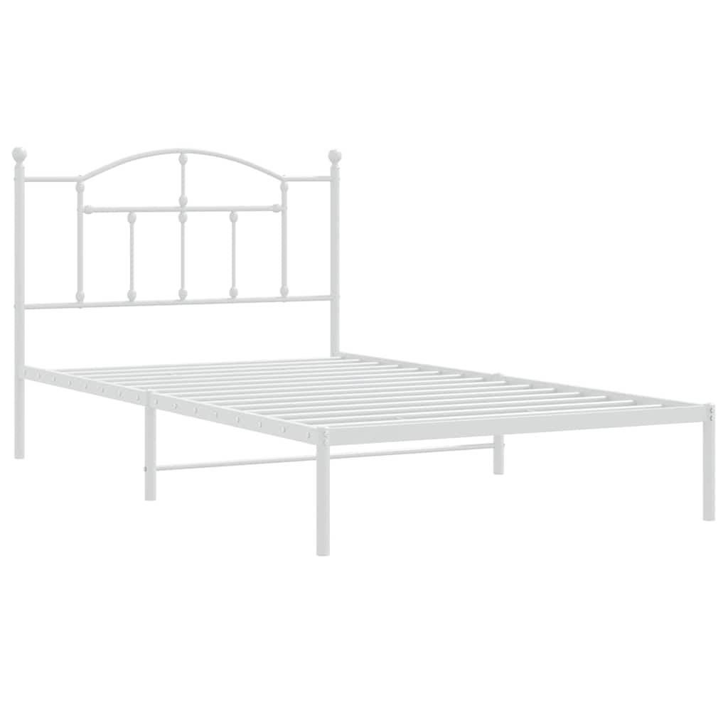 Metal Bed Frame without Mattress with Headboard White 100x200cm