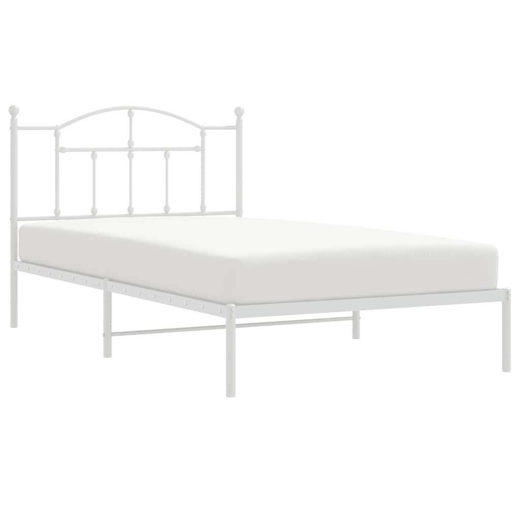 Metal Bed Frame without Mattress with Headboard White 100x200cm