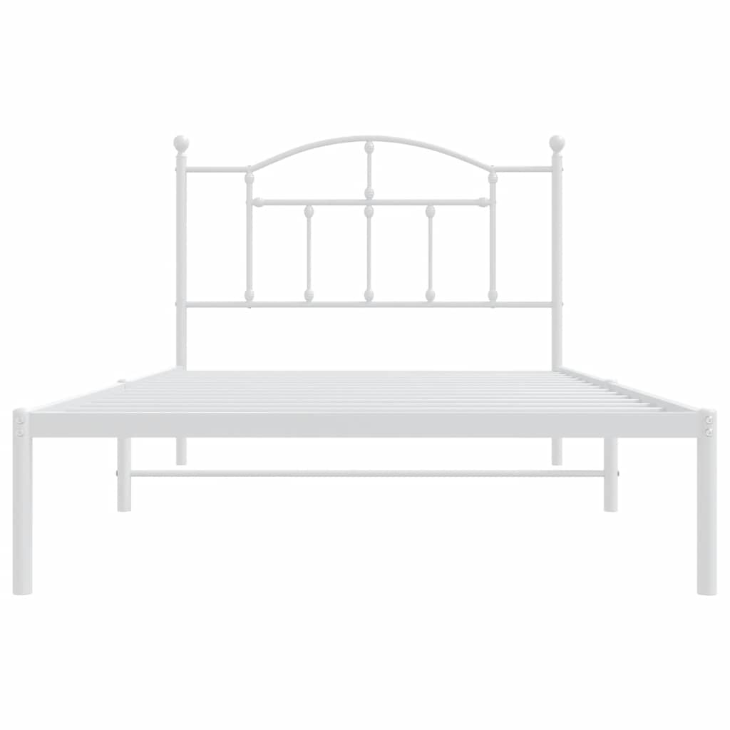 Metal Bed Frame without Mattress with Headboard White 100x200cm