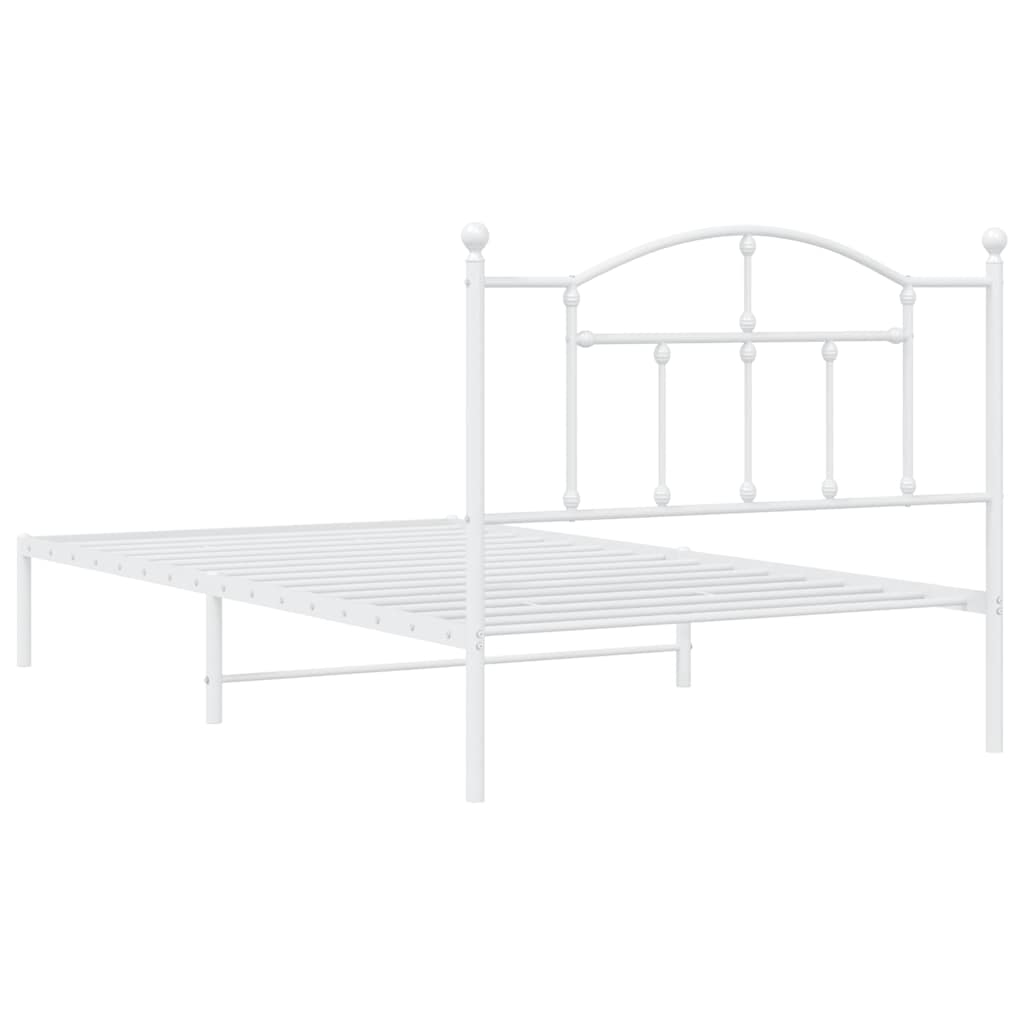 Metal Bed Frame without Mattress with Headboard White 100x200cm