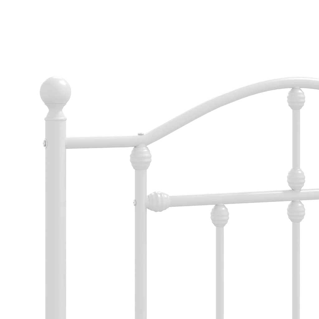 Metal Bed Frame without Mattress with Headboard White 107x203cm