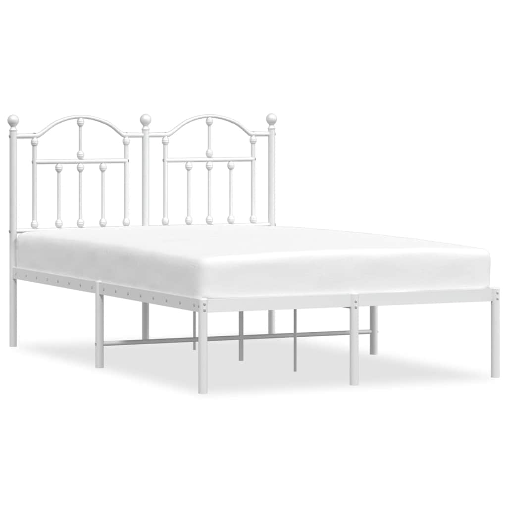 Metal Bed Frame without Mattress with Headboard White 120x200cm