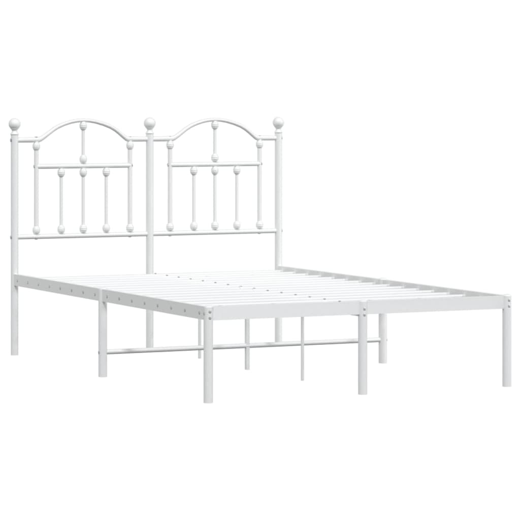 Metal Bed Frame without Mattress with Headboard White 120x200cm