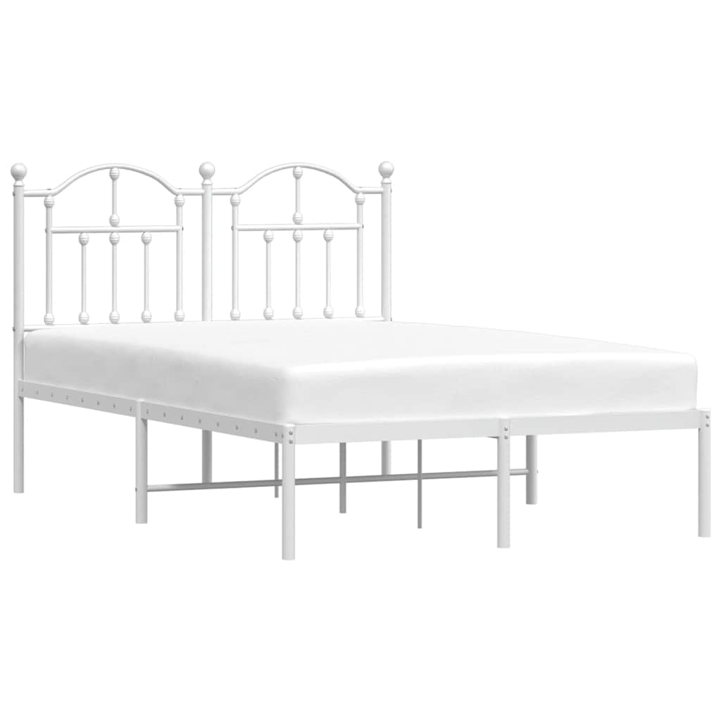 Metal Bed Frame without Mattress with Headboard White 120x200cm