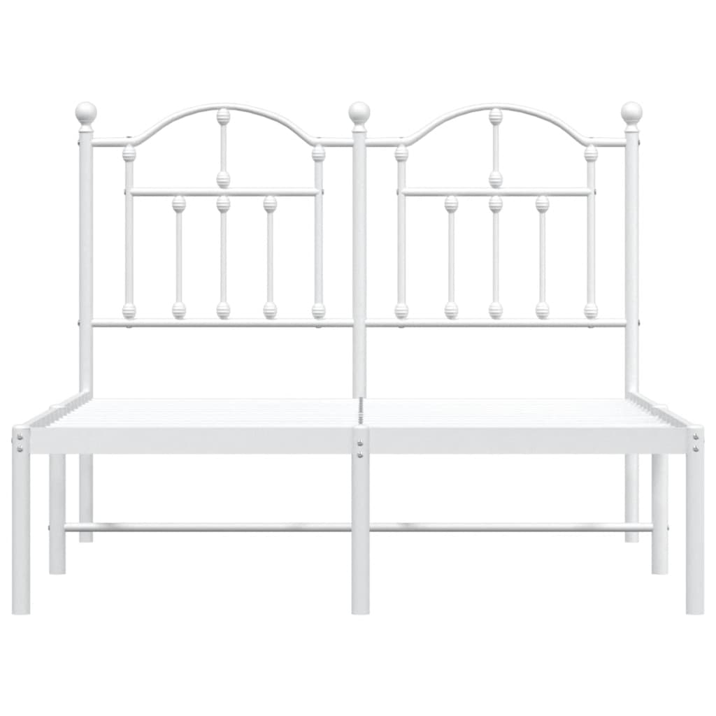 Metal Bed Frame without Mattress with Headboard White 120x200cm