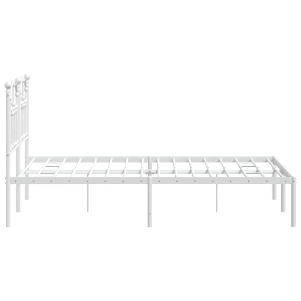 Metal Bed Frame without Mattress with Headboard White 120x200cm
