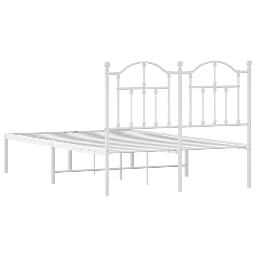 Metal Bed Frame without Mattress with Headboard White 120x200cm