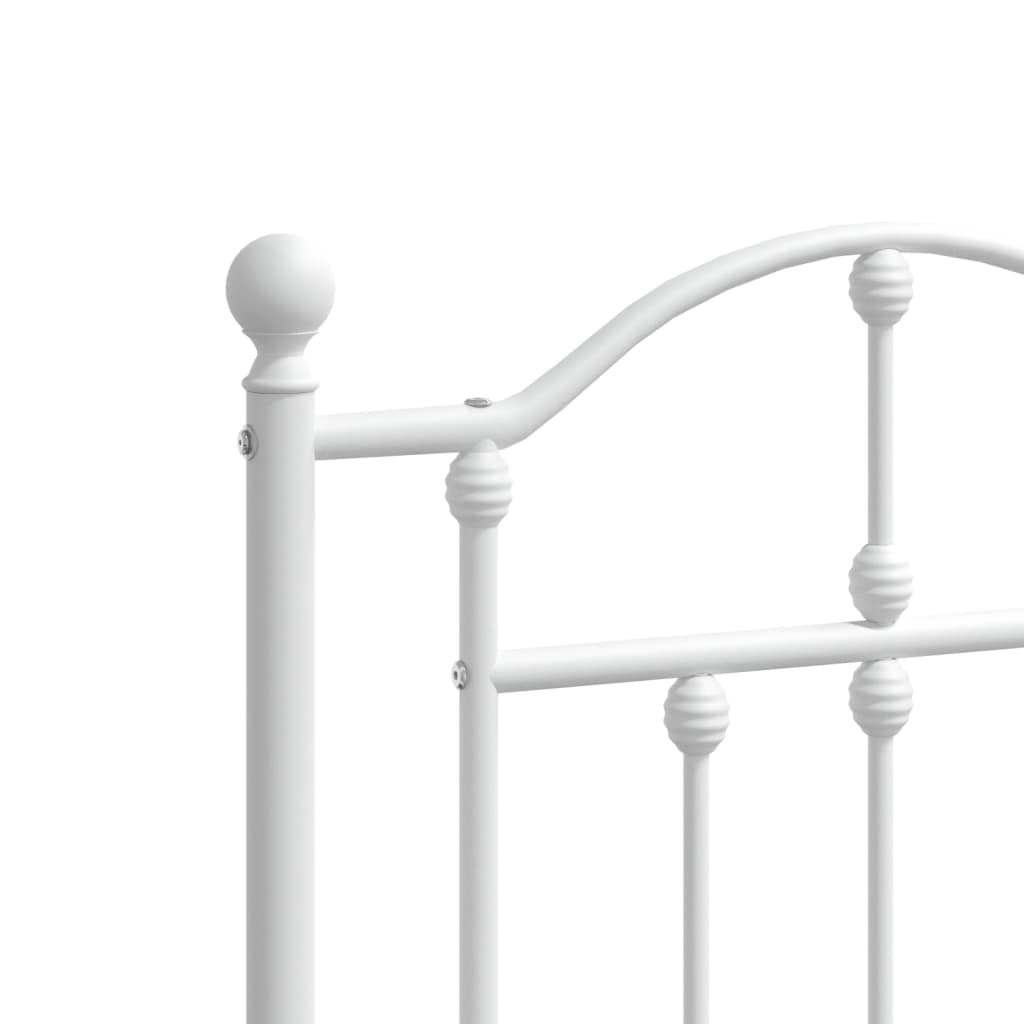 Metal Bed Frame without Mattress with Headboard White 120x200cm