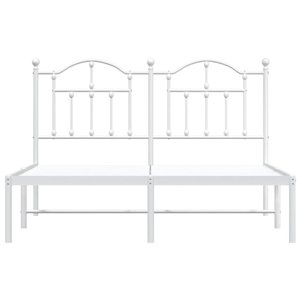Metal Bed Frame without Mattress with Headboard White 140x190cm