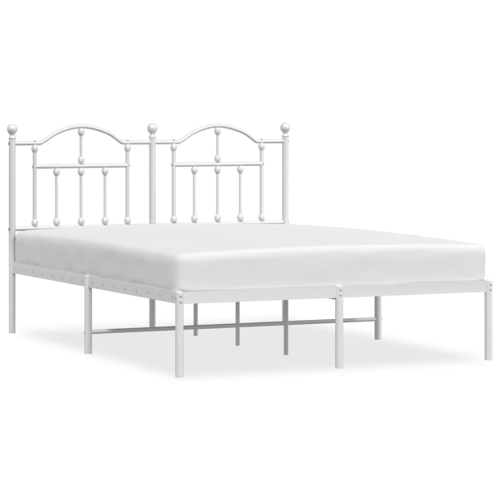 Metal Bed Frame without Mattress with Headboard White 140x200cm