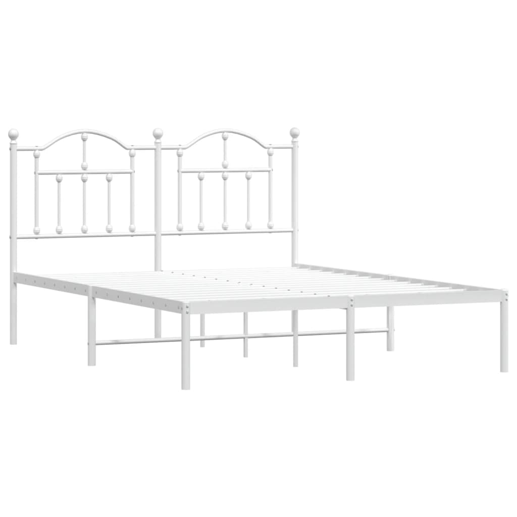 Metal Bed Frame without Mattress with Headboard White 140x200cm